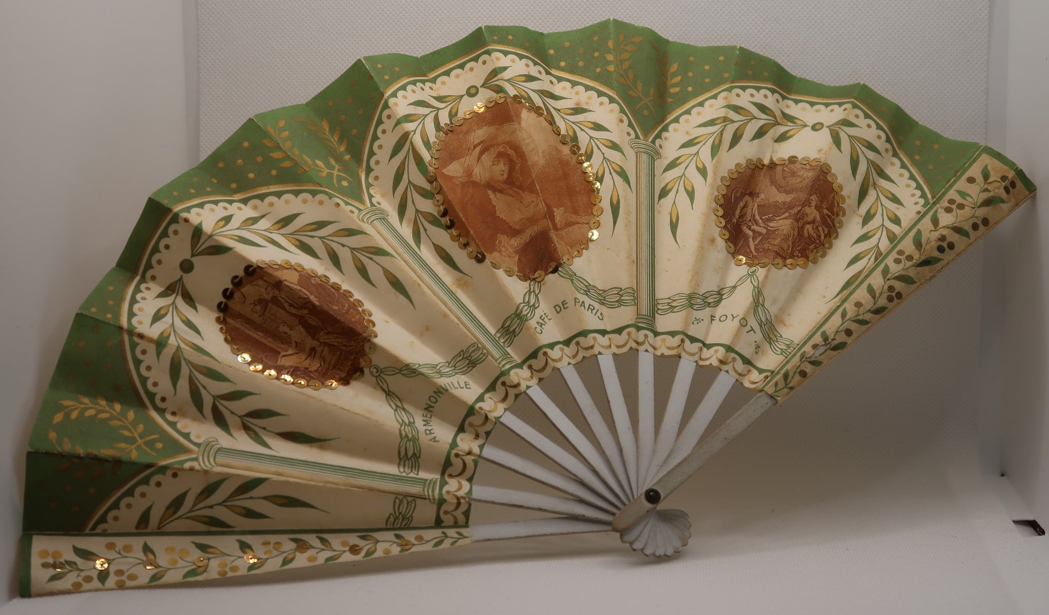 Eventail original ancien publicitaire Café de Paris