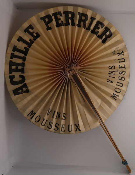 Eventail original ancien publicitaire Mousseux Achille Perrier