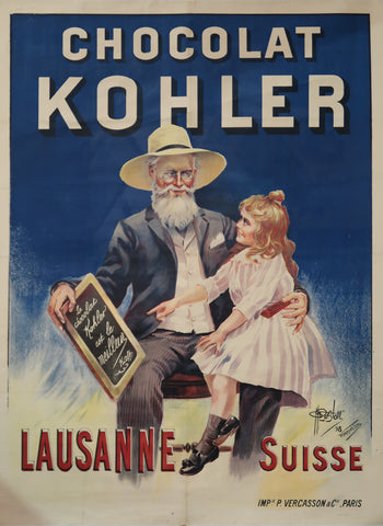 Affiche ancienne Chocolat Kohler de Lausanne Suisse signée Georges Blot