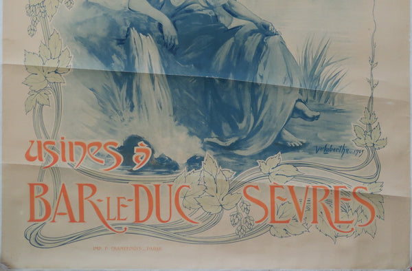 Affiche originale ancienne brasserie la Meuse Bar le Duc, Sèvres