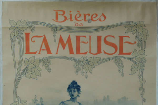 Affiche originale ancienne brasserie la Meuse Bar le Duc, Sèvres