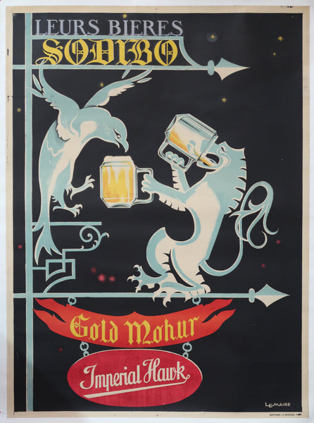 Affiche originale ancienne Bière Sodibo signée Lemaire