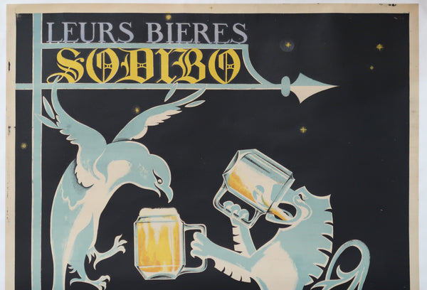 Affiche originale ancienne Bière Sodibo signée Lemaire