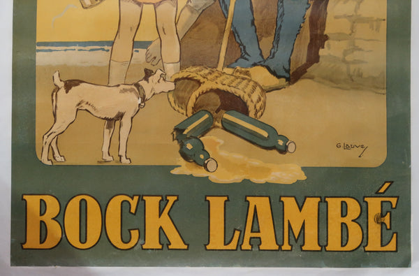 Affiche originale ancienne de bière Bock Lambé