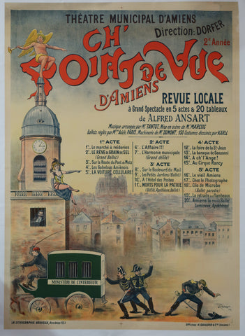 Affiche originale ancienne Ch'Point de Vue d'Amiens