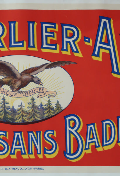 Affiche originale ancienne de Pontarlier Anis la seul sans Badiane