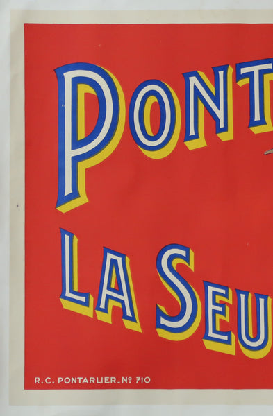 Affiche originale ancienne de Pontarlier Anis la seul sans Badiane