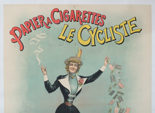 Affiche ancienne Papier à Cigarette le Cycliste signée G. Lampure