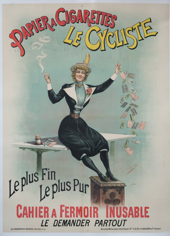Affiche ancienne Papier à Cigarette le Cycliste signée G. Lampure
