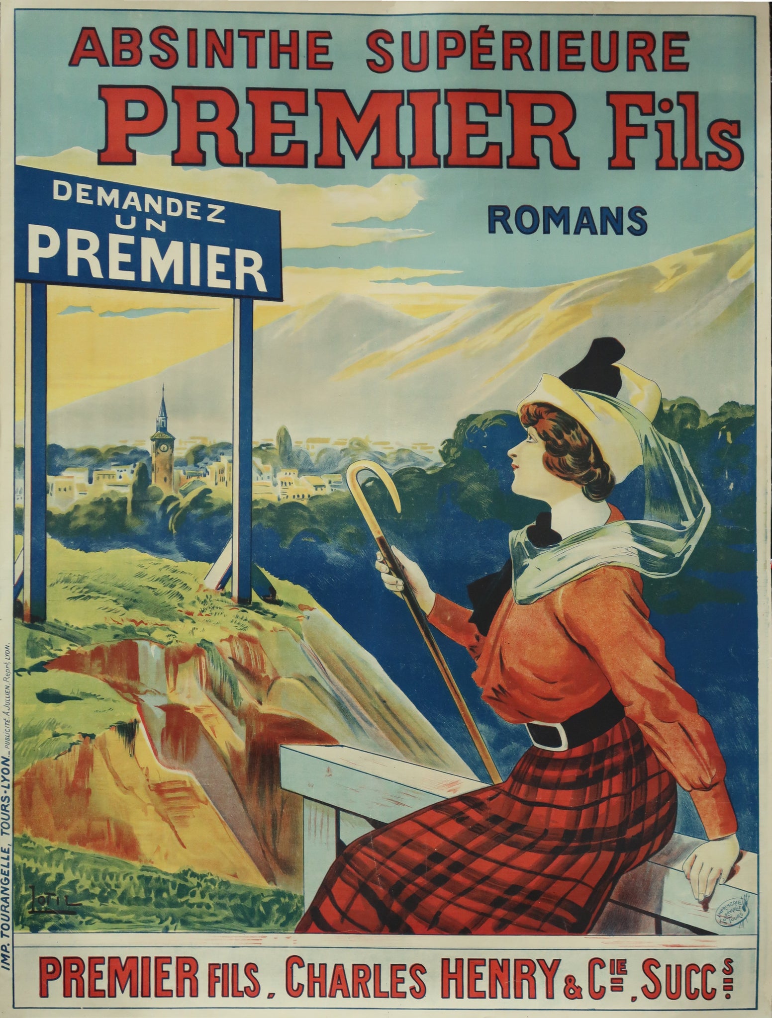 Affiche ancienne Absinthe Premier Fils signée Lotil