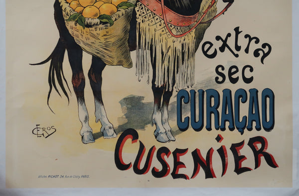 Affiche originale ancienne Cusenier Curacao signée Gros