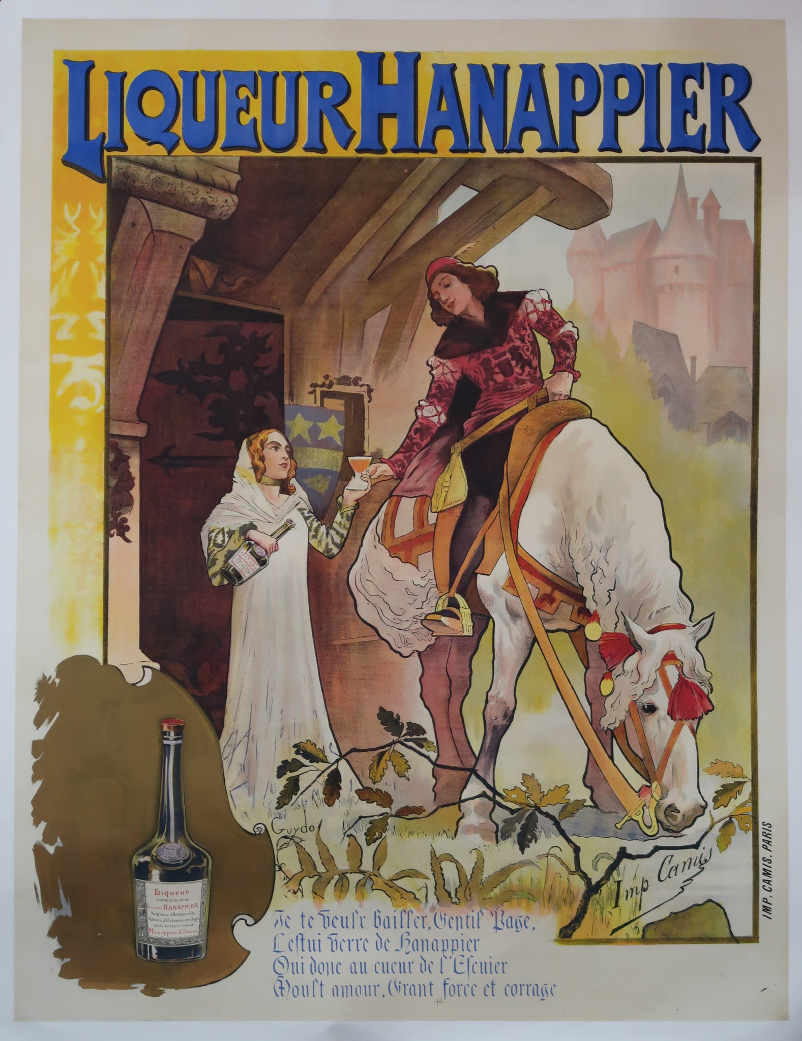 Affiche originale ancienne Liqueur Hanappier signée Guydo