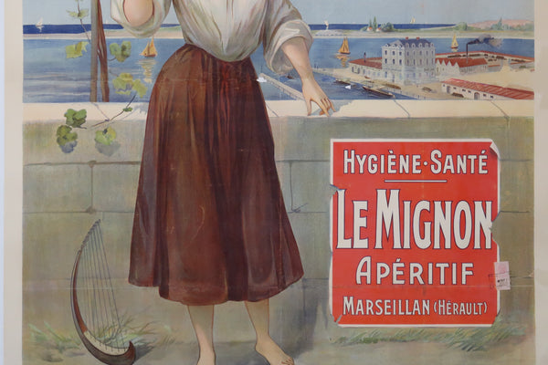 Affiche originale ancienne apéritif le Mignon