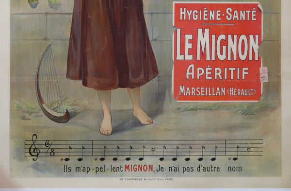 Affiche originale ancienne apéritif le Mignon