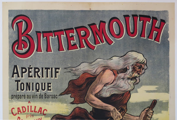 Affiche originale ancienne apéritif Bittermouth de Cadillac
