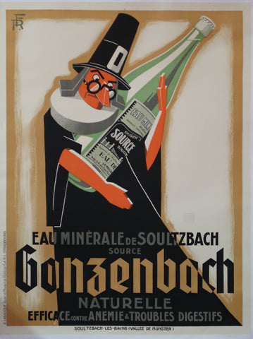 Affiche originale ancienne eau minérale de Soultzbach