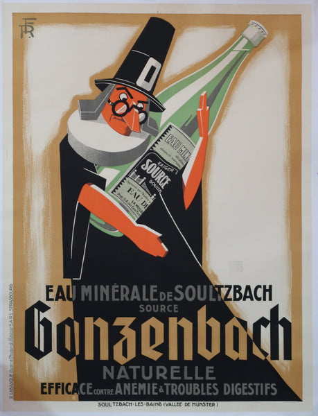 Affiche originale ancienne eau minérale de Soultzbach