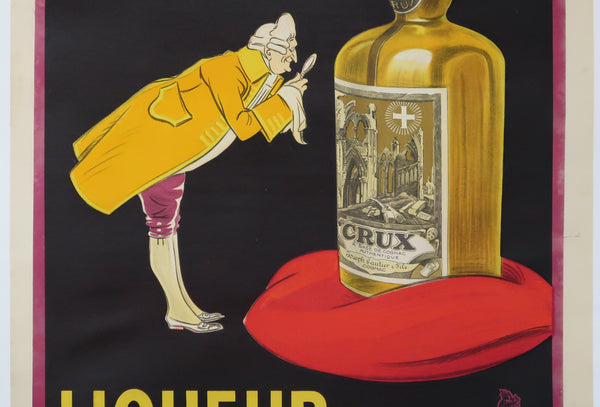 Affiche originale ancienne Liqueur Crux, Joseph Gautier & fils, Cognac