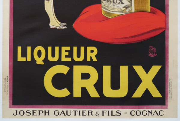 Affiche originale ancienne Liqueur Crux, Joseph Gautier & fils, Cognac