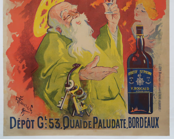 Affiche originale ancienne Apéritif Saint Pierre Bordeaux