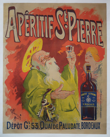 Affiche originale ancienne Apéritif Saint Pierre Bordeaux