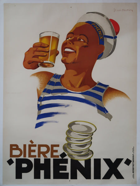 Affiche originale ancienne bière Phénix Marseille signée Léon Dupin