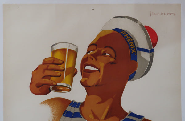 Affiche originale ancienne bière Phénix Marseille signée Léon Dupin