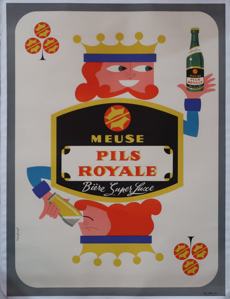 Affiche originale ancienne bière Pils Royal brasserie la Meuse