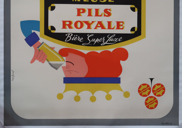 Affiche originale ancienne bière Pils Royal brasserie la Meuse