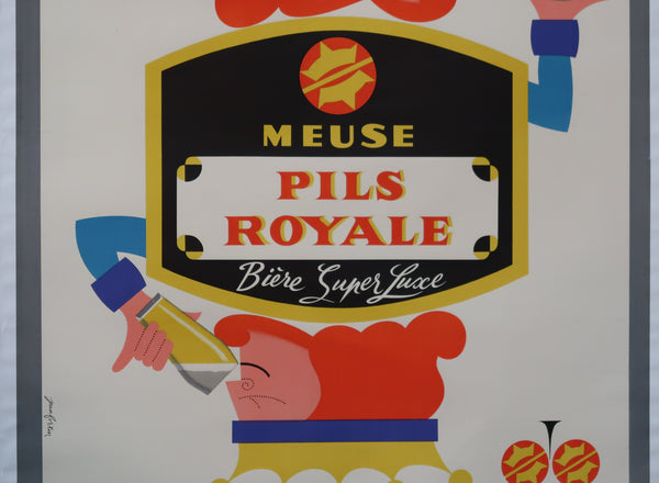 Affiche originale ancienne bière Pils Royal brasserie la Meuse