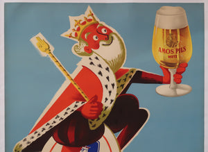 Affiche originale ancienne bière Amos brasserie Metz