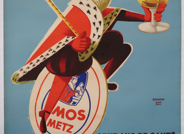 Affiche originale ancienne bière Amos brasserie Metz