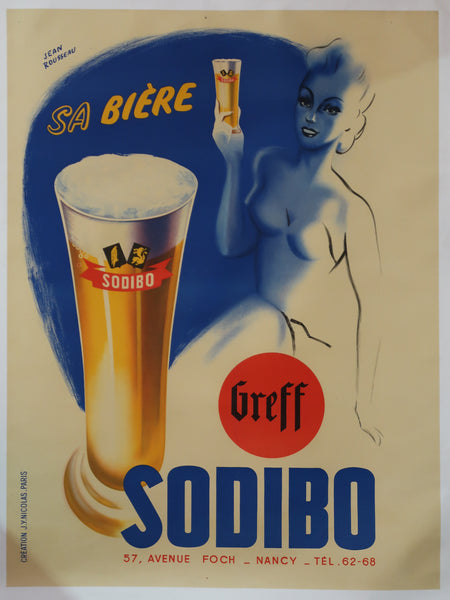 Affiche originale ancienne bière Sodibo brasserie Greff