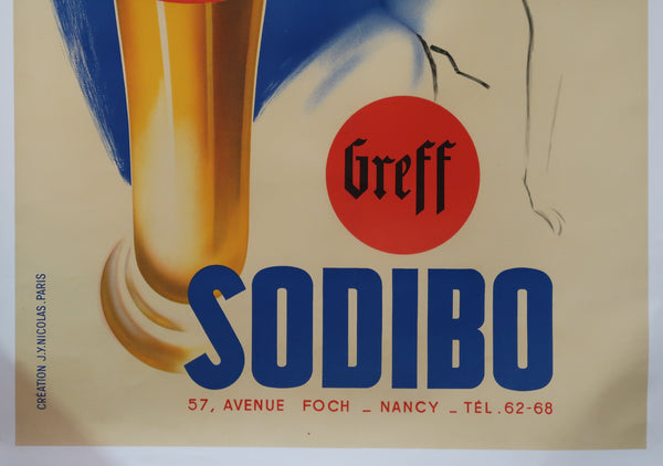 Affiche originale ancienne bière Sodibo brasserie Greff