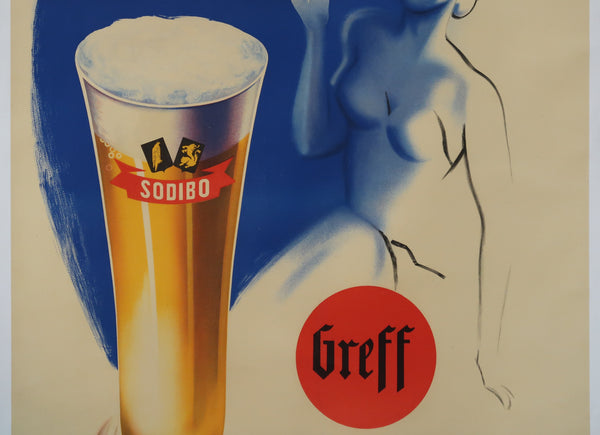 Affiche originale ancienne bière Sodibo brasserie Greff