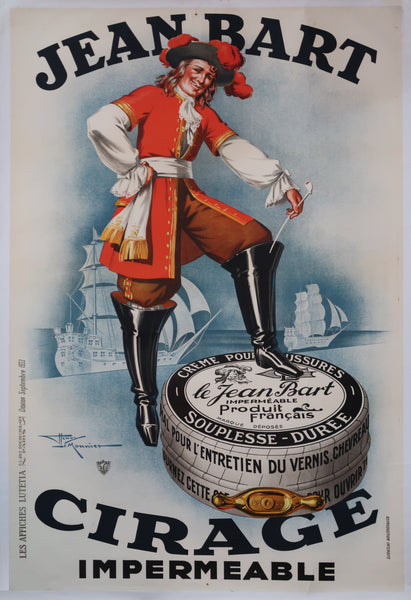 Affiche originale ancienne Cirage imperméable Jean Bart