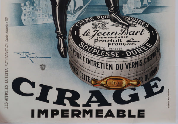 Affiche originale ancienne Cirage imperméable Jean Bart