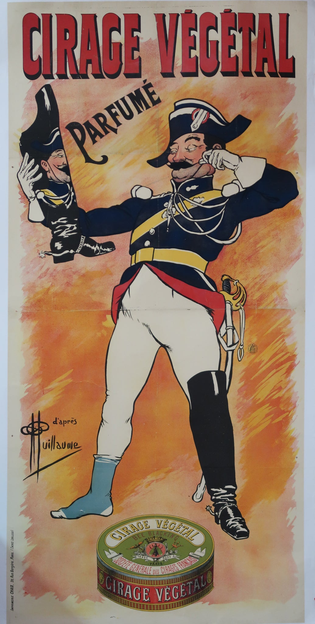 Affiche originale ancienne Cirage Végétal signée Guillaume