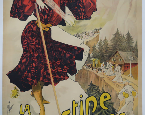 Affiche originale ancienne Liqueur La Florestine des Alpes