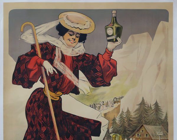 Affiche originale ancienne Liqueur La Florestine des Alpes