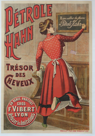 Affiche ancienne originale Pétrole Hahn Signée Coulange Lautrec