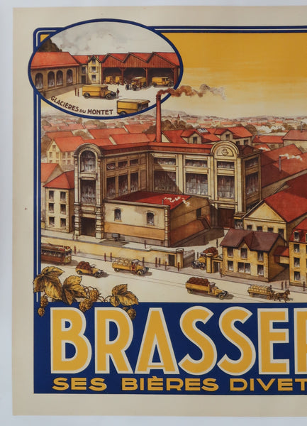 Affiche originale ancienne bière Divette brasserie Greff Nancy