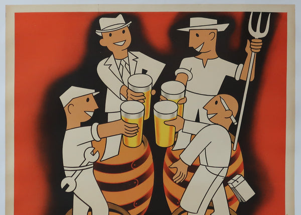 Affiche originale ancienne de brasserie, bière Mosellane signée Bollaert