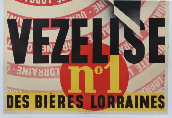 Affiche de originale ancienne de bière de la brasserie Vézelise