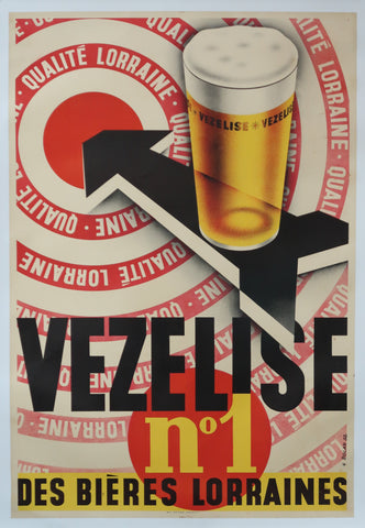 Affiche de originale ancienne de bière de la brasserie Vézelise