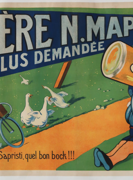 Affiche originale ancienne biere Narcisse, brasserie mapataud