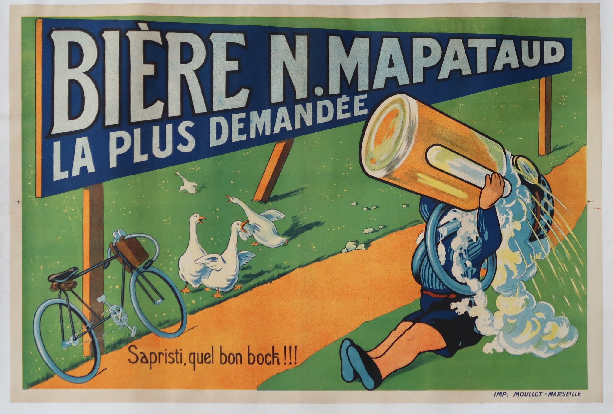 Affiche originale ancienne biere Narcisse, brasserie mapataud