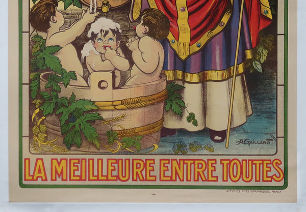 Affiche originale ancienne de bière, brasserie de Saint Nicolas