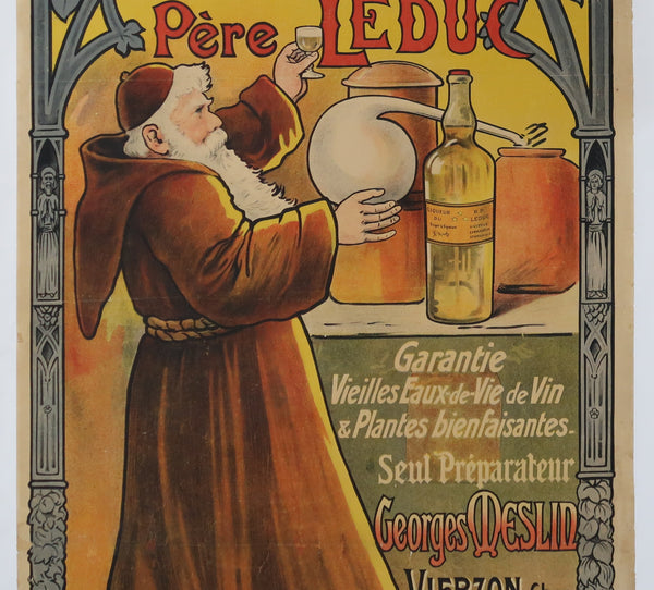 Affiche originale ancienne Liqueur du Père Leduc Vierzon Cher