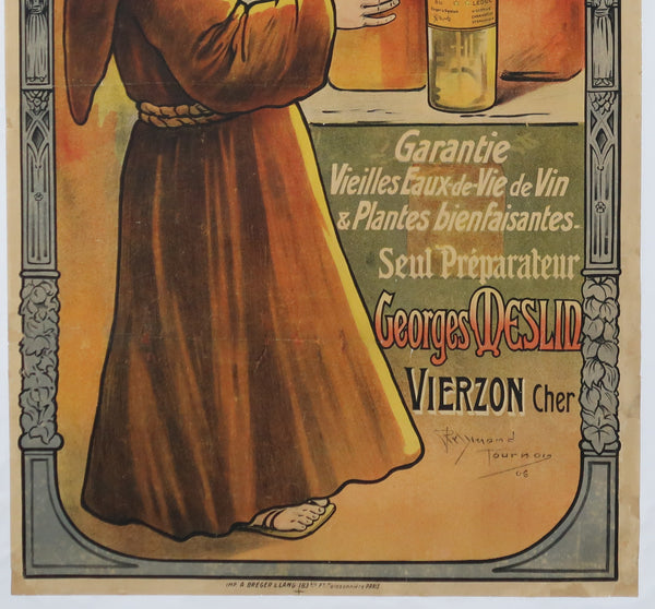 Affiche originale ancienne Liqueur du Père Leduc Vierzon Cher